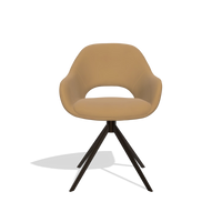 Sedia da pranzo Messina 6510 in Pelle A823 (senape), base girevole in espresso, vista frontale
