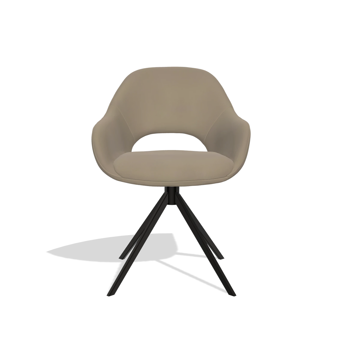 Dining Chair Messina 6510 in Leather A824 (sage), black swivel base, front view
