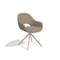 Dining Chair Messina 6510 in Leather A824 (sage), champagne swivel base, angled view