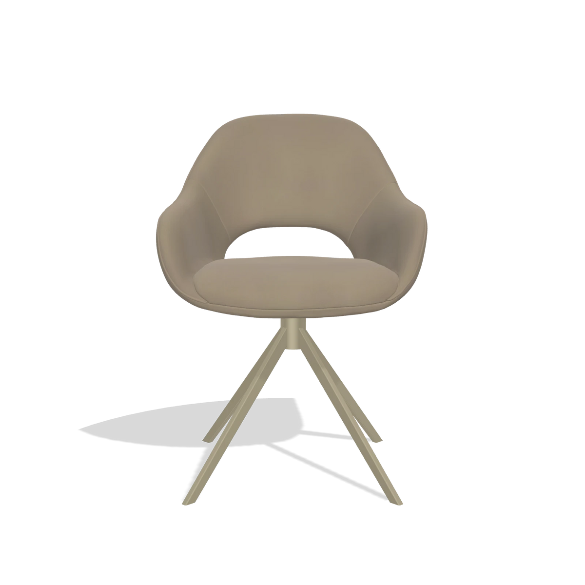 Dining Chair Messina 6510 in Leather A824 (sage), champagne swivel base, front view