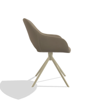 Dining Chair Messina 6510 in Leather A824 (sage), champagne swivel base, side view