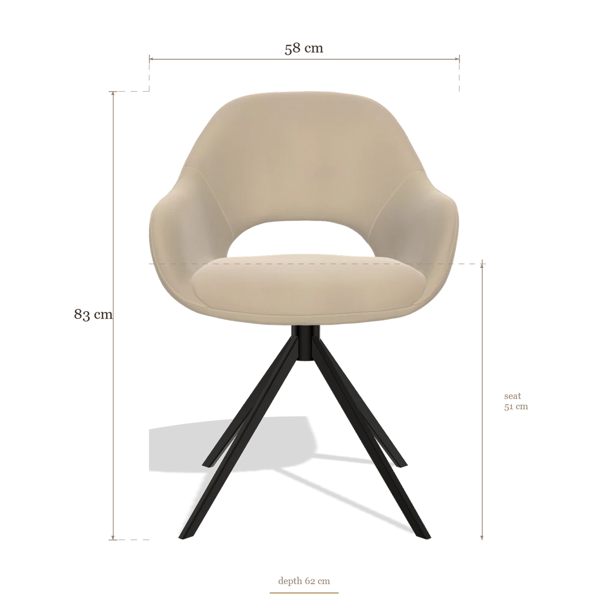Dining Chair Messina 6510, dimensions 58 x 62 x 83 cm