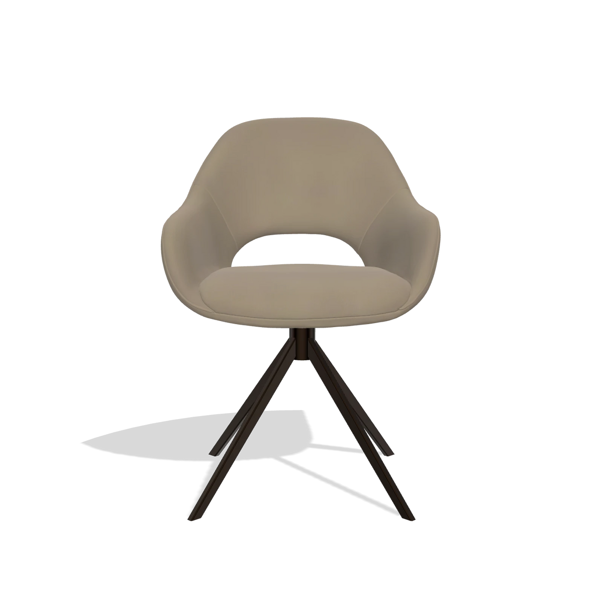 Dining Chair Messina 6510 in Leather A824 (sage), espresso swivel base, front view