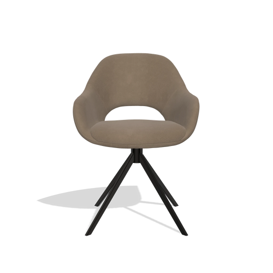 Esszimmerstuhl Messina 6510 in Leder B402 (Taupe), Drehfuß in Schwarz, Vorderansicht