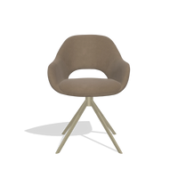 Silla de comedor Messina 6510 en Piel B402 (topo), base giratoria en champán, vista frontal