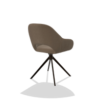 Silla de comedor Messina 6510 en Piel B402 (topo), base giratoria en espresso, vista trasera en ángulo