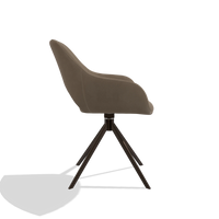 Silla de comedor Messina 6510 en Piel B402 (topo), base giratoria en espresso, vista lateral