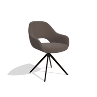 Esszimmerstuhl Messina 6510 in Leder B535 (Braun), Drehfuß in Espresso, Schrägansicht