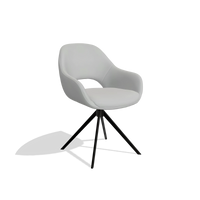 Dining Chair Messina 6510 in Leather B904 (light grey), black swivel base, angled view