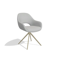 Dining Chair Messina 6510 in Leather B904 (light grey), champagne swivel base, angled view