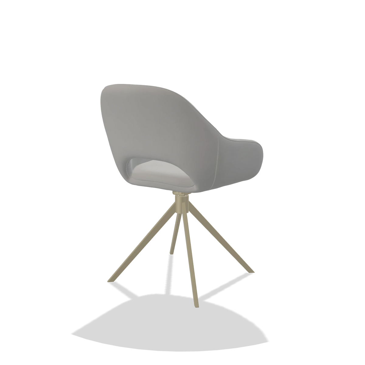 Dining Chair Messina 6510 in Leather B904 (light grey), champagne swivel base, back angled view