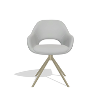 Dining Chair Messina 6510 in Leather B904 (light grey), champagne swivel base, front view