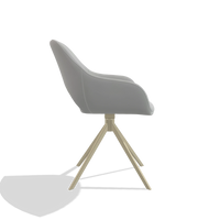 Dining Chair Messina 6510 in Leather B904 (light grey), champagne swivel base, side view