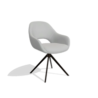 Dining Chair Messina 6510 in Leather B904 (light grey), espresso swivel base, angled view