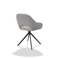 Dining Chair Messina 6510 in Leather B904 (light grey), espresso swivel base, back angled view