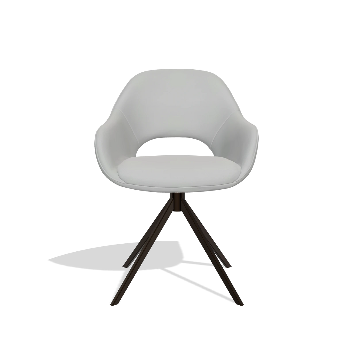 Dining Chair Messina 6510 in Leather B904 (light grey), espresso swivel base, front view