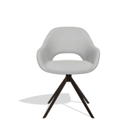 Dining Chair Messina 6510 in Leather B904 (light grey), espresso swivel base, front view