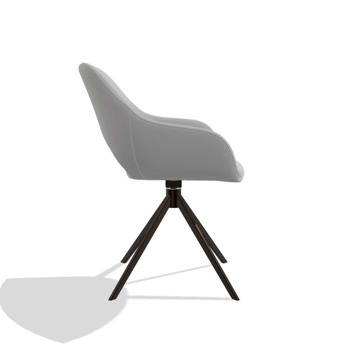 Dining Chair Messina 6510 in Leather B904 (light grey), espresso swivel base, side view