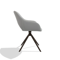 Dining Chair Messina 6510 in Leather B904 (light grey), espresso swivel base, side view