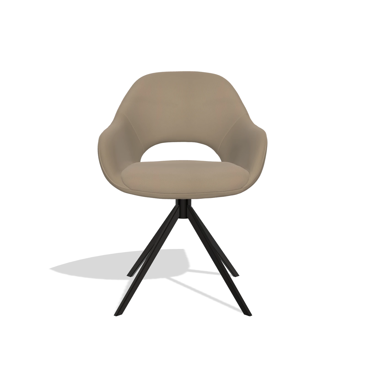 Esszimmerstuhl Messina 6510 in Leder B968 (Taupe), Drehfuß in Schwarz, Vorderansicht