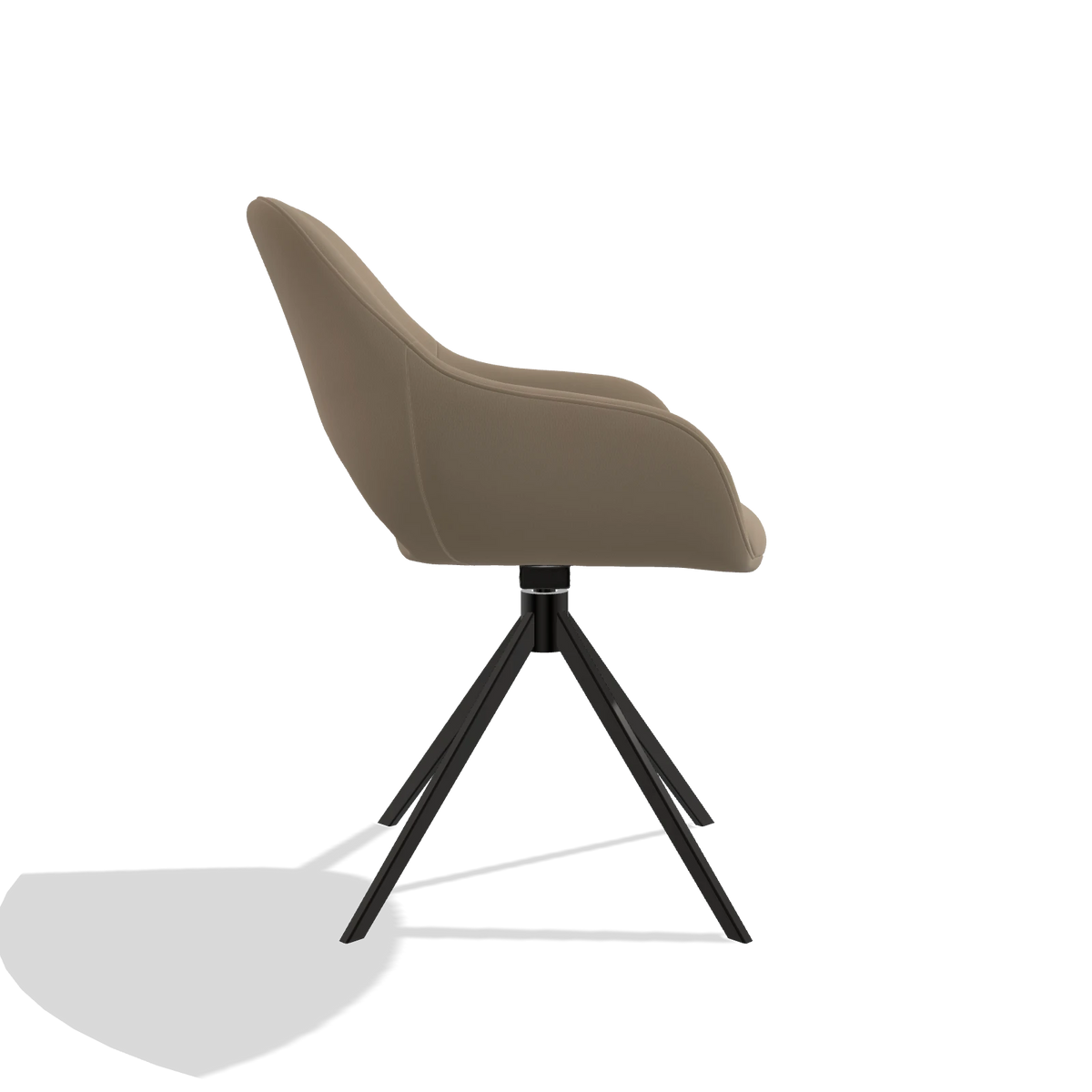 Esszimmerstuhl Messina 6510 in Leder B968 (Taupe), Drehfuß in Schwarz, Seitenansicht