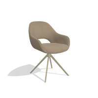 Esszimmerstuhl Messina 6510 in Leder B968 (Taupe), Drehfuß in Champagner, Schrägansicht