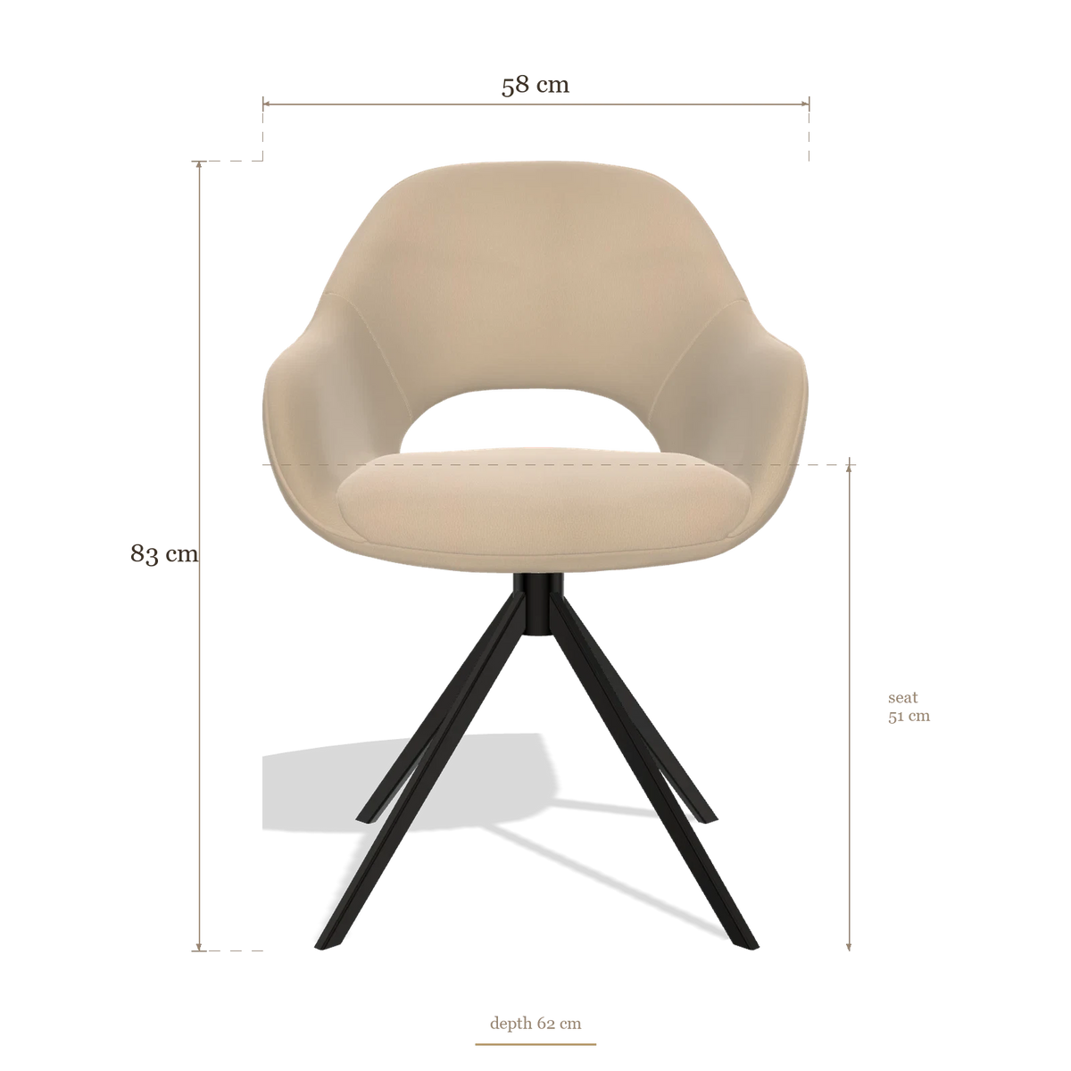 Esszimmerstuhl Messina 6510, Maße 58 x 62 x 83 cm