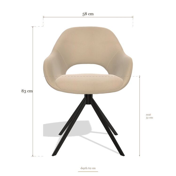 Esszimmerstuhl Messina 6510, Maße 58 x 62 x 83 cm