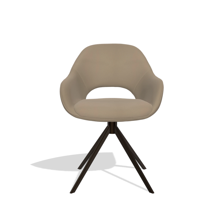 Esszimmerstuhl Messina 6510 in Leder B968 (Taupe), Drehfuß in Espresso, Vorderansicht