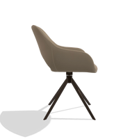 Esszimmerstuhl Messina 6510 in Leder B968 (Taupe), Drehfuß in Espresso, Seitenansicht