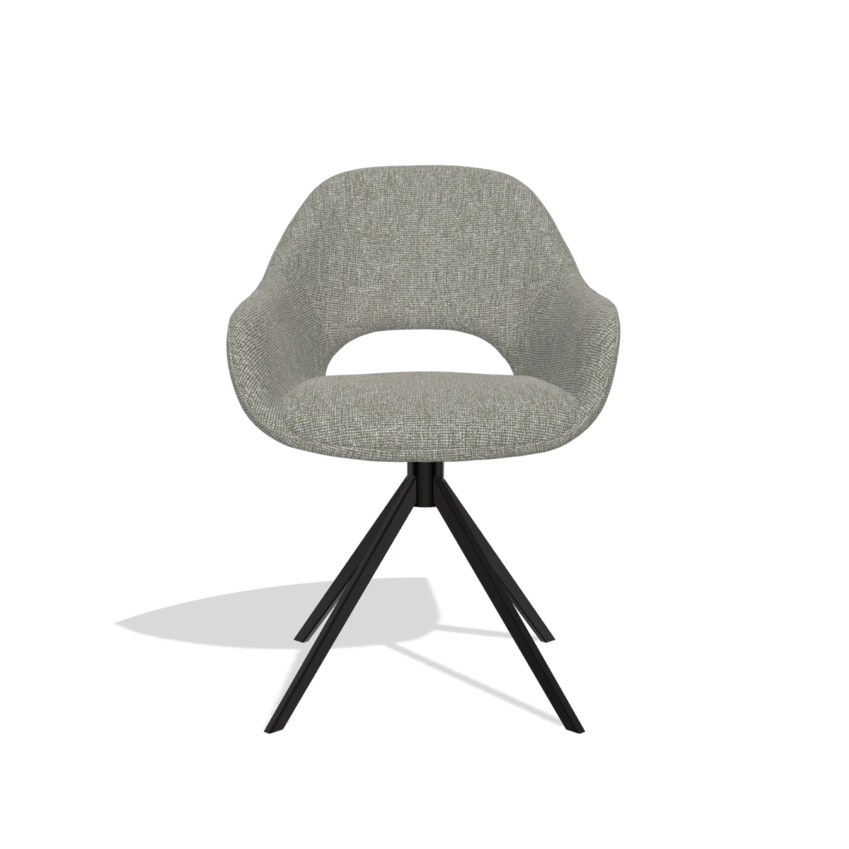 Dining Chair Messina 6510 in Lodge 01 fabric (taupe), black swivel base, front view