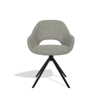 Dining Chair Messina 6510 in Lodge 01 fabric (taupe), black swivel base, front view
