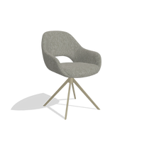 Dining Chair Messina 6510 in Lodge 01 fabric (taupe), champagne swivel base, angled view