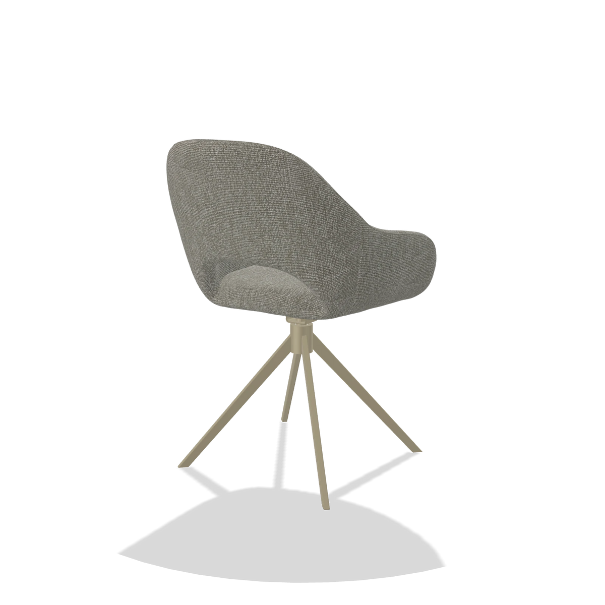 Dining Chair Messina 6510 in Lodge 01 fabric (taupe), champagne swivel base, back angled view