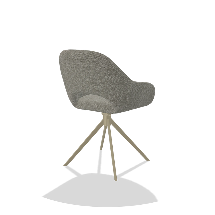 Dining Chair Messina 6510 in Lodge 01 fabric (taupe), champagne swivel base, back angled view