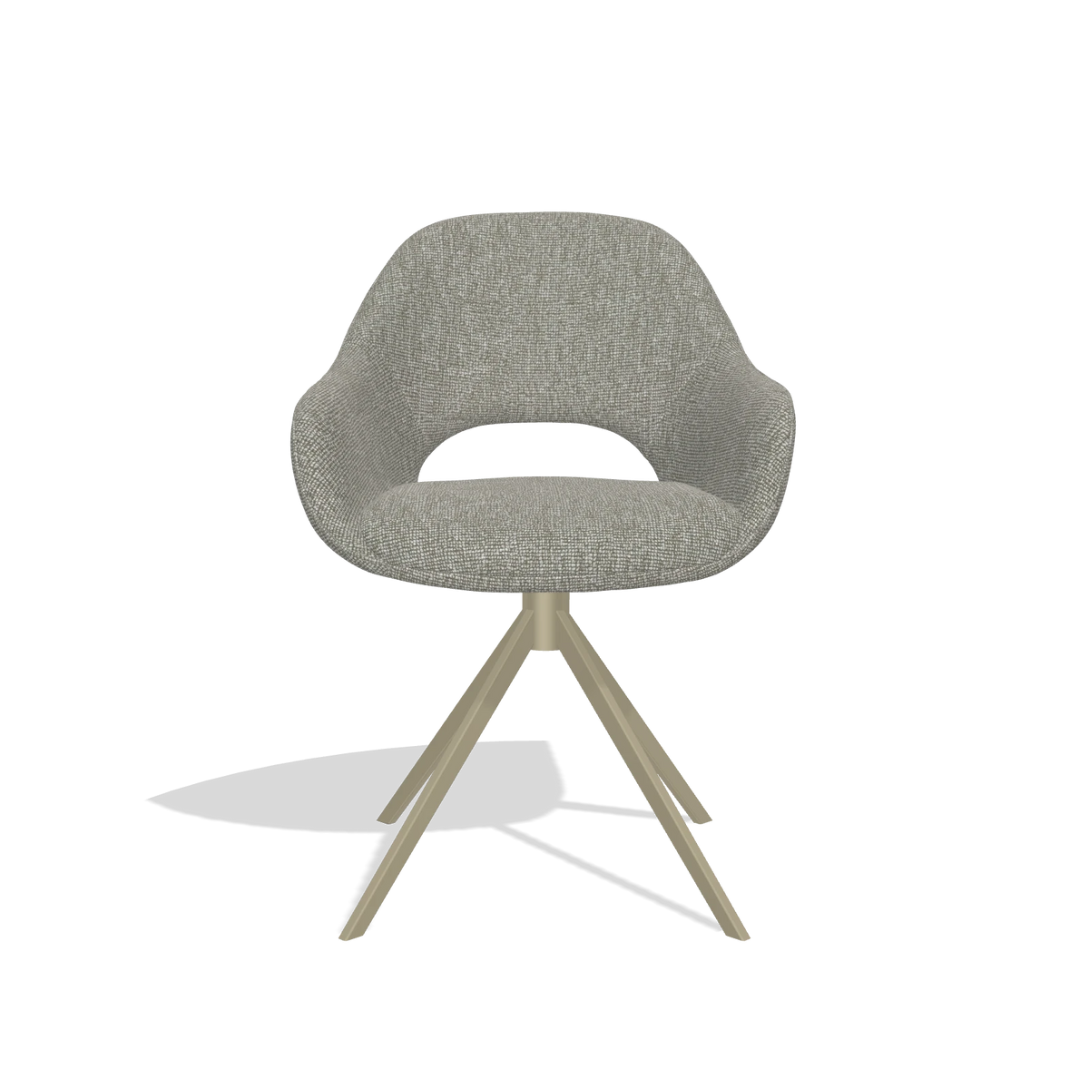 Dining Chair Messina 6510 in Lodge 01 fabric (taupe), champagne swivel base, front view