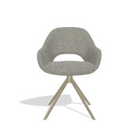 Dining Chair Messina 6510 in Lodge 01 fabric (taupe), champagne swivel base, front view