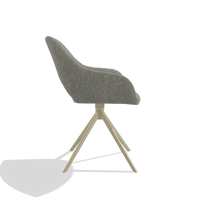 Dining Chair Messina 6510 in Lodge 01 fabric (taupe), champagne swivel base, side view