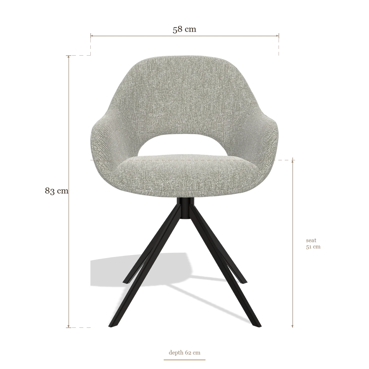 Dining Chair Messina 6510, dimensions 58 x 62 x 83 cm