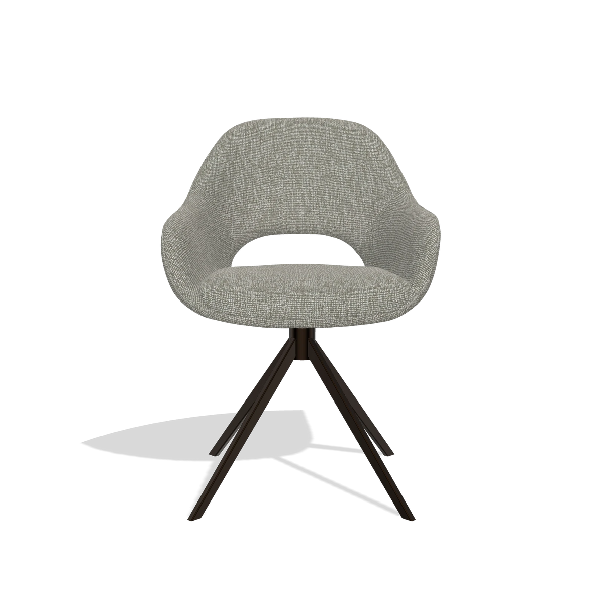 Dining Chair Messina 6510 in Lodge 01 fabric (taupe), espresso swivel base, front view