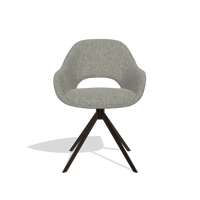 Dining Chair Messina 6510 in Lodge 01 fabric (taupe), espresso swivel base, front view