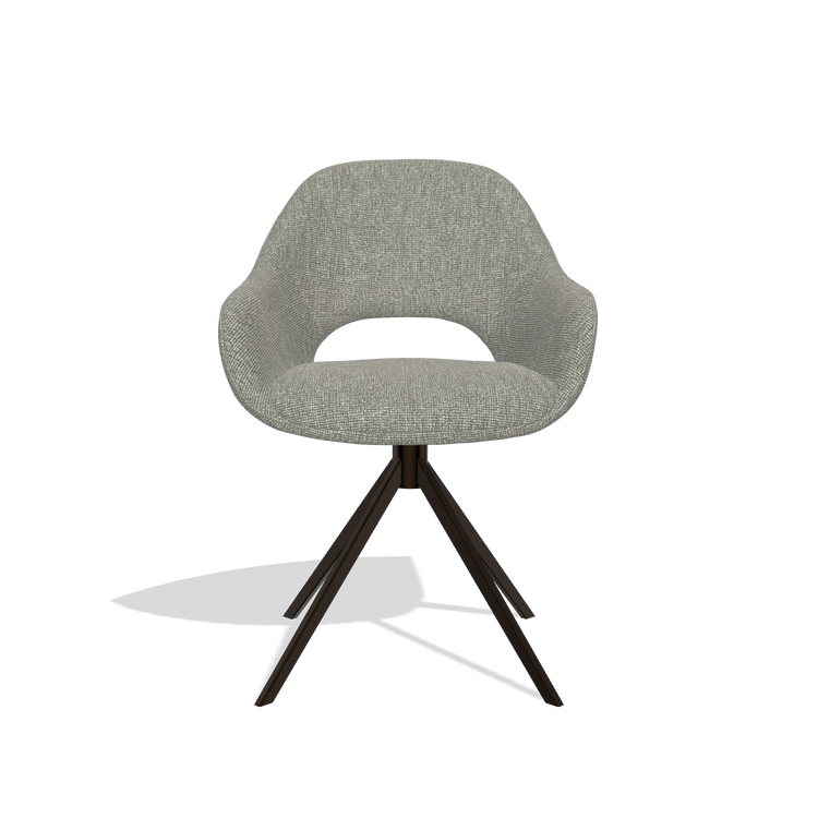Dining Chair Messina 6510 in Lodge 01 fabric (taupe), espresso swivel base, front view