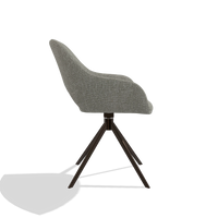 Dining Chair Messina 6510 in Lodge 01 fabric (taupe), espresso swivel base, side view