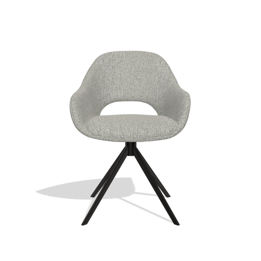 Silla de comedor Messina 6510 en tela Lodge 110 (greige), base giratoria en negro, vista frontal