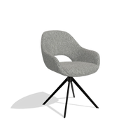 Dining Chair Messina 6510 in Lodge 40 fabric (grey), black swivel base, angled view