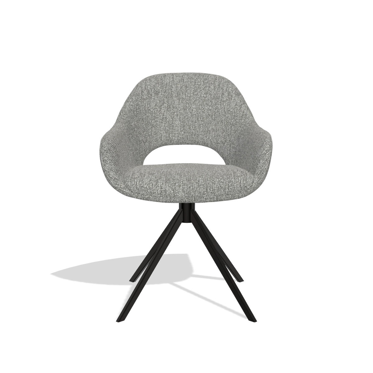 Dining Chair Messina 6510 in Lodge 40 fabric (grey), black swivel base, front view
