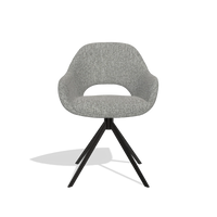 Dining Chair Messina 6510 in Lodge 40 fabric (grey), black swivel base, front view
