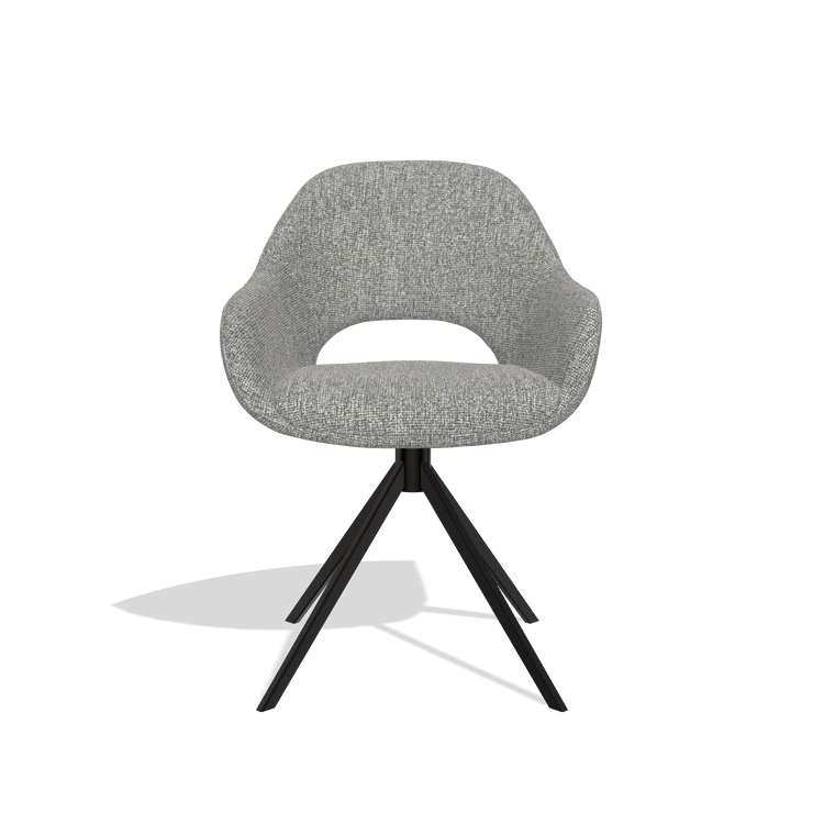 Dining Chair Messina 6510 in Lodge 40 fabric (grey), black swivel base, front view