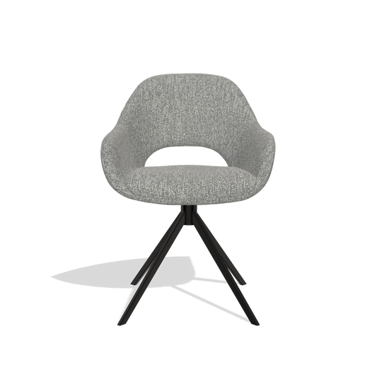 Silla de comedor Messina 6510 en tela Lodge 40 (gris), base giratoria en negro, vista frontal