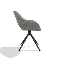 Dining Chair Messina 6510 in Lodge 40 fabric (grey), black swivel base, side view